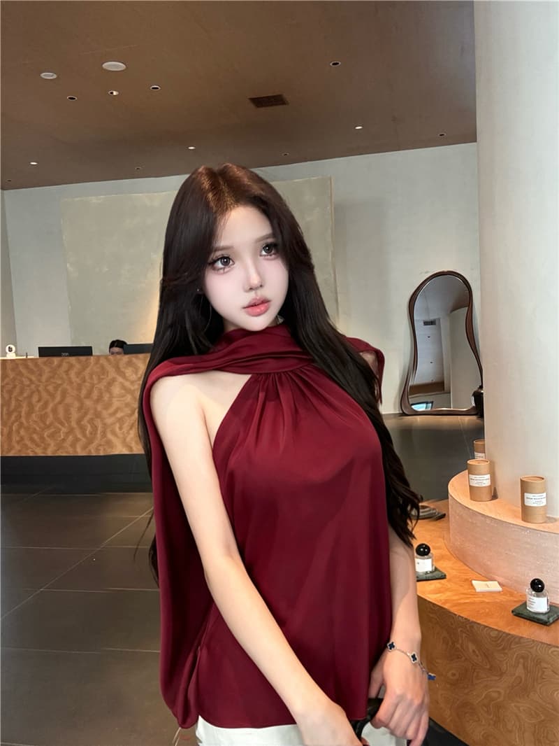 실사 여름 섹시함 루즈핏 망토 민소매 조끼 다용도 맨위 여성 상세 이미지 16