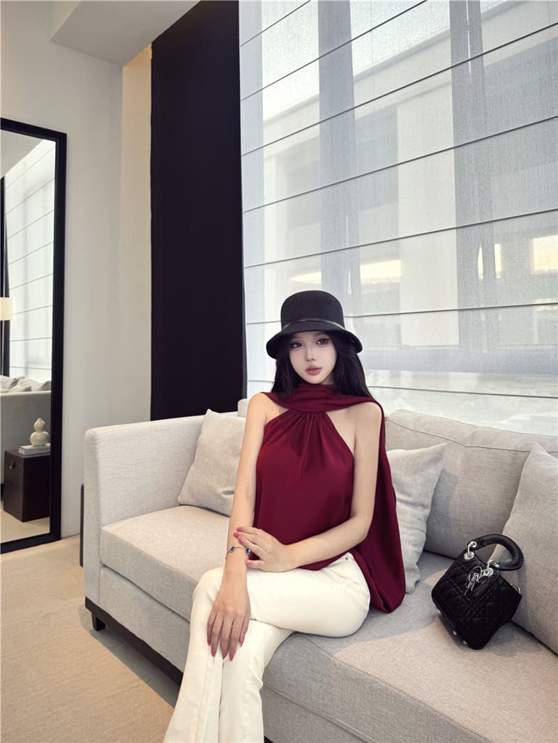 실사 여름 섹시함 루즈핏 망토 민소매 조끼 다용도 맨위 여성 상세 이미지 21