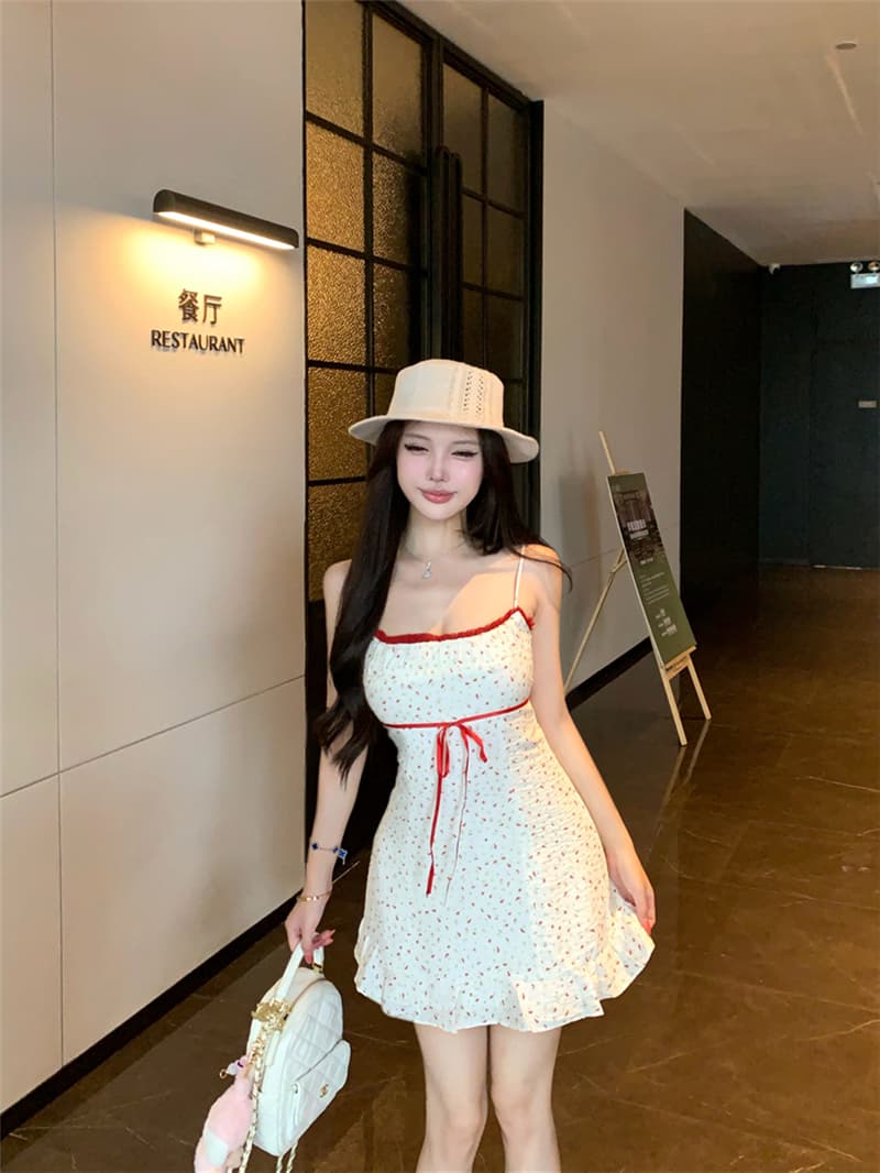 실사 여름 섹시함 꽃무늬 슬립 드레스 타이트 스커트 여성 상세 이미지 20