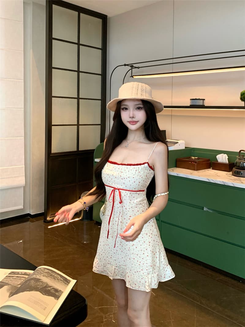 실사 여름 섹시함 꽃무늬 슬립 드레스 타이트 스커트 여성 상세 이미지 23