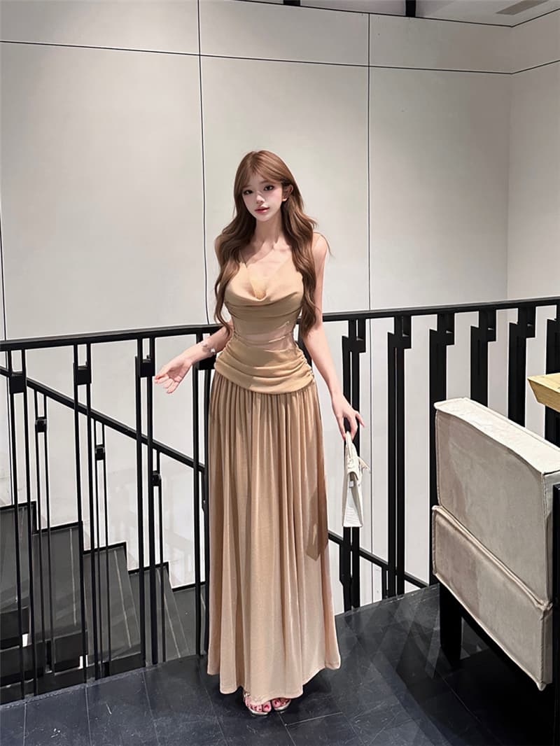 실사 여름 레트로 섹시함 흔들다 칼라 레이스 레이스 홀로우 아웃 패션 드레스 롱 스커트 여성 상세 이미지 3