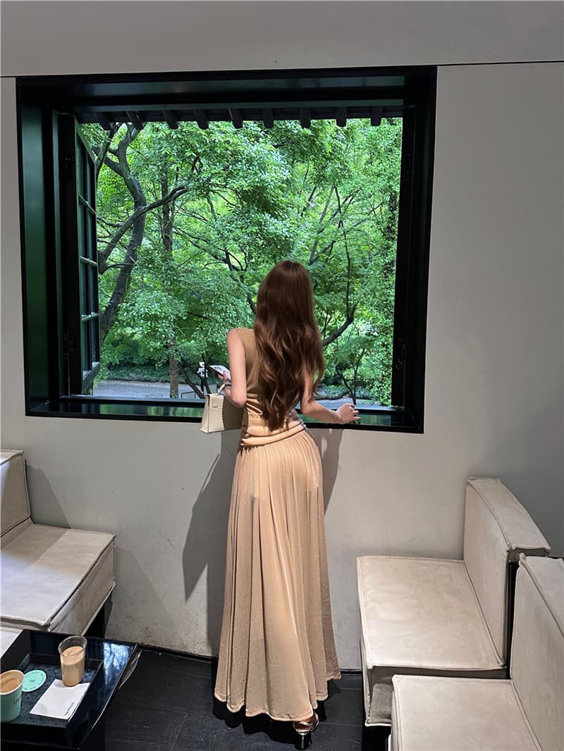 실사 여름 레트로 섹시함 흔들다 칼라 레이스 레이스 홀로우 아웃 패션 드레스 롱 스커트 여성 상세 이미지 13