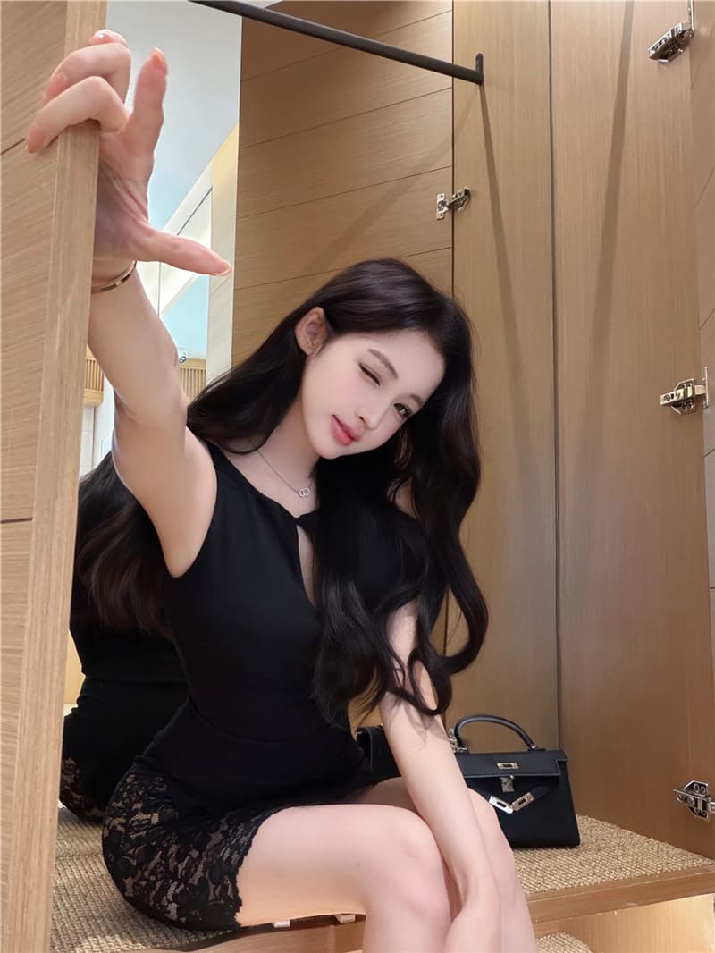 실사 여름 레트로 섹시함 레이스 조각 슬림해 보이는 타이트 스커트 드레스 품격 미니 스커트 여성 상세 이미지 10