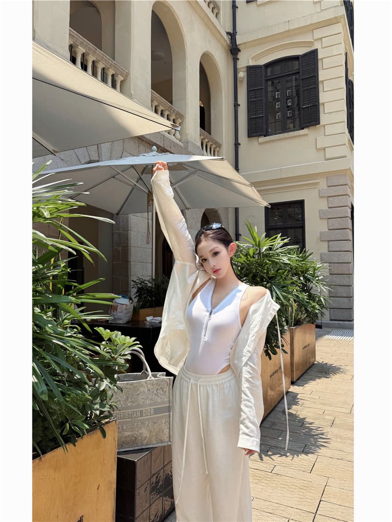 실사 이른 가을 섹시함 올인원 발굴하다 구두 지퍼 미니멀리즘 품격 조끼 느슨함 센스 후드 셔츠 긴 바지 세트 여성 상세 이미지 17