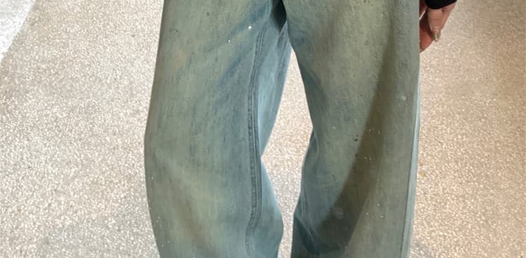 가을 켜기 새로운 무거운 작업 먹물 뜨거운 은 포인트 마 오래된 편안함 워싱 루즈핏 임산부 출퇴근 데님 와이드 레그 팬츠 상세 이미지 31