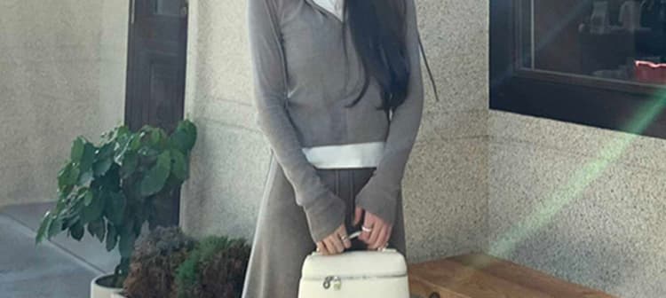 가을 켜기 새로운 원본 원단 페이크 레이어드 후드 긴팔 티셔츠 한 마디 후드티 반신 스커트 임산부 세트 상세 이미지 12