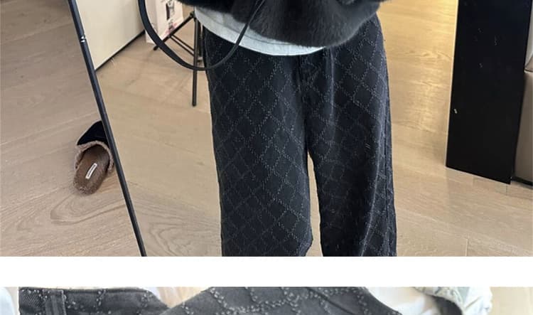 가을 켜기 새로운 아메리칸 레트로 스트레이트 와이드 레그 팬츠 링 그리드 파인애플 곡물 느긋한 느슨함 센스 바닥 청소 바지 상세 이미지 56