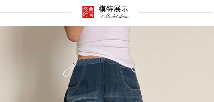 가을 켜기 새로운 임산부 워시 물 블루 와이드 레그 팬츠 스트레이트 데님 하이웨이스트 루즈핏 캐주얼 바닥 청소 바지 상세 이미지 16