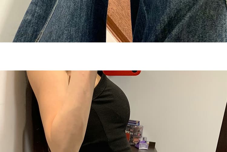 가을 켜기 새로운 임산부 워시 물 블루 와이드 레그 팬츠 스트레이트 데님 하이웨이스트 루즈핏 캐주얼 바닥 청소 바지 상세 이미지 36