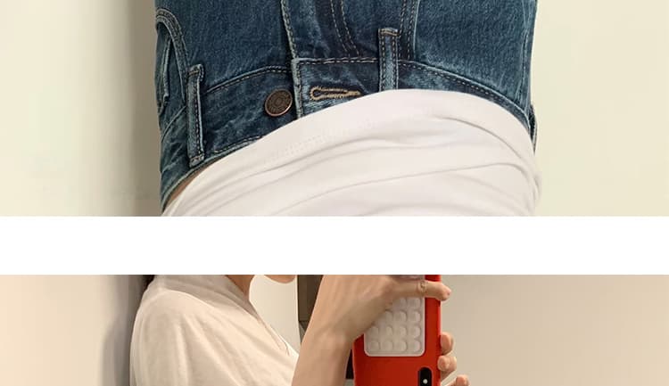 가을 켜기 새로운 임산부 워시 물 블루 와이드 레그 팬츠 스트레이트 데님 하이웨이스트 루즈핏 캐주얼 바닥 청소 바지 상세 이미지 43