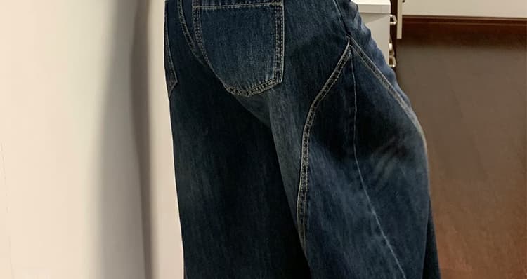 가을 켜기 새로운 임산부 워시 물 블루 와이드 레그 팬츠 스트레이트 데님 하이웨이스트 루즈핏 캐주얼 바닥 청소 바지 상세 이미지 45