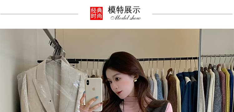 가을 켜기 새로운 임산부 한 부서 디자인 센스 V넥 베스트 순면 슬림해 보이는 긴팔 반신 스커트 3종 세트 상세 이미지 15