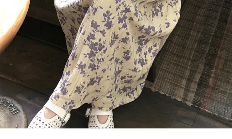 새로운 이른 가을 한 부서 부드러운 바람 보라색 맨위 코디 꽃무늬 멜빵 드레스 임산부 투피스 세트 상세 이미지 25