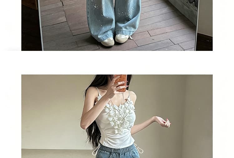 지금 가을 켜기 새로운 무거운 작업 알파벳 핫픽스 하이웨이스트 워시 물 블루 임산부 데님 넓은 다리 상세 이미지 22