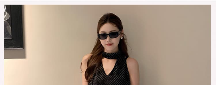 여름 켜기 새로운 지금 도트 무늬 디자인 센스 품격 민소매 맨위 임산부 하이웨이스트 와이드 레그 팬츠 세트 상세 이미지 1