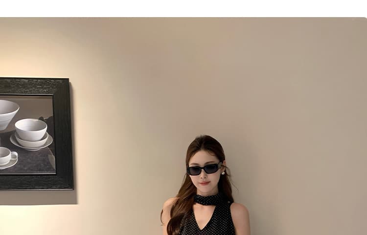 여름 켜기 새로운 지금 도트 무늬 디자인 센스 품격 민소매 맨위 임산부 하이웨이스트 와이드 레그 팬츠 세트 상세 이미지 28