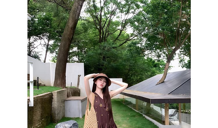 여름 켜기 새로운 무거운 작업 구슬 조각 자수 아마 민소매 V넥 밑단 연꽃 잎 임산부 빅 사이즈 드레스 상세 이미지 24