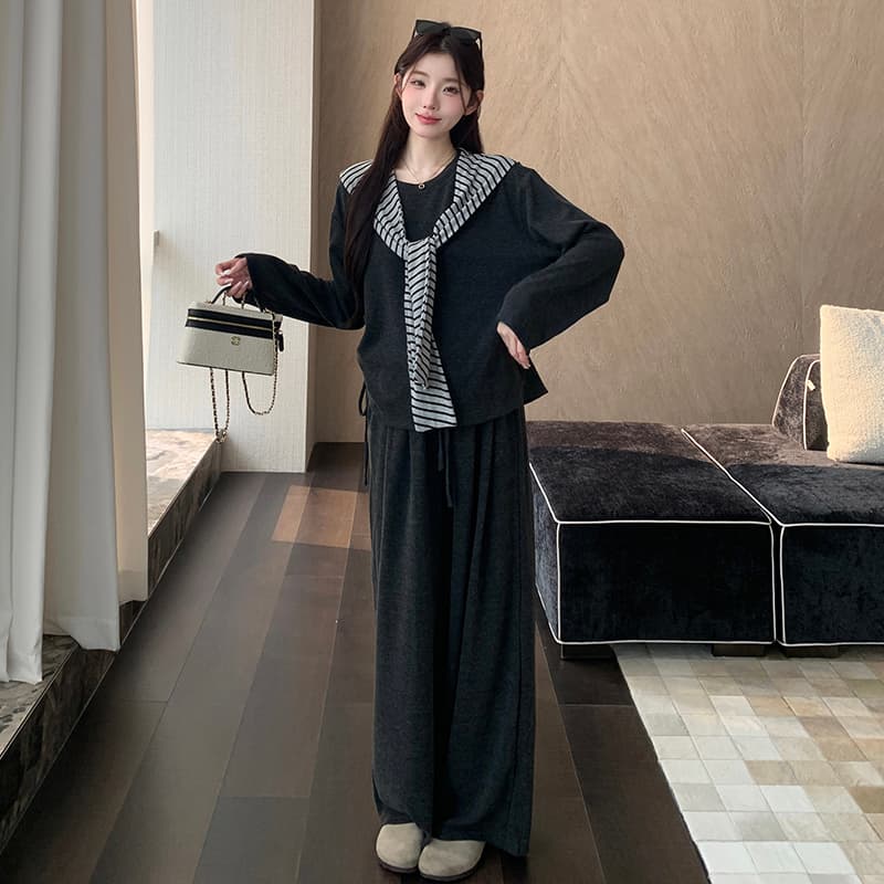 지금 가을 켜기 새로운 캐주얼 다용도 임산부 빅 사이즈 벨트 숄 느긋한 3종 세트 이미지 4