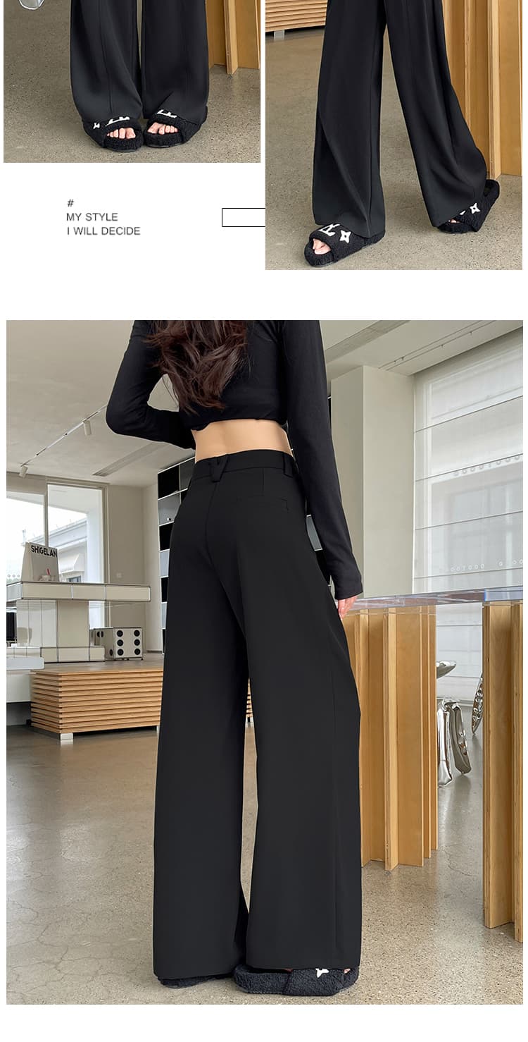 2026 새로운 디자인 센스 미드 라인 정장 와이드 레그 팬츠 하이웨이스트 도루 센스 원단 숨기기 고기 슬림해 보이는 바닥 청소 캐주얼 긴 바지 상세 이미지 20