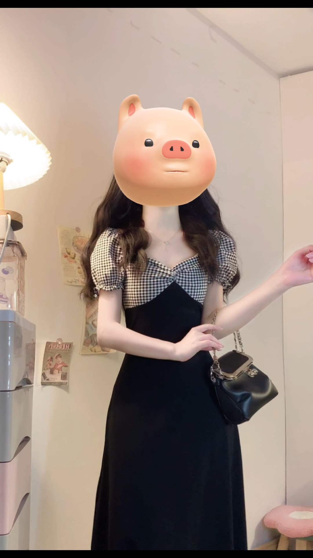 실사 빅 사이즈 배색 패치워크 여성 드레스 여름 새로운 가슴 비틀림 몸매 가꾸기 슬림해 보이는 롱 스커트 6002 상세 이미지 3