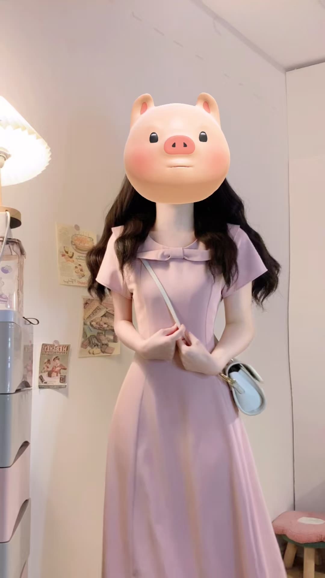 실사 빅 사이즈 여름 프랑스식 달콤함 장난기 넘치는 나비 매듭 칼라 품격 몸매 가꾸기 슬림해 보이는 한 마디 드레스 6009 상세 이미지 16
