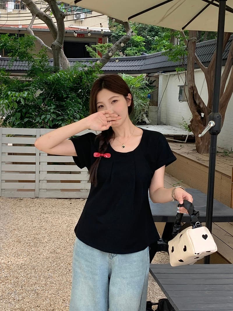 실사 빅 사이즈 여름 섹션 한국 스타일 디자인 센스 플리츠 반팔 티셔츠 여성 연령 감소 도루 센스 맨위 여성 1667 상세 이미지 23