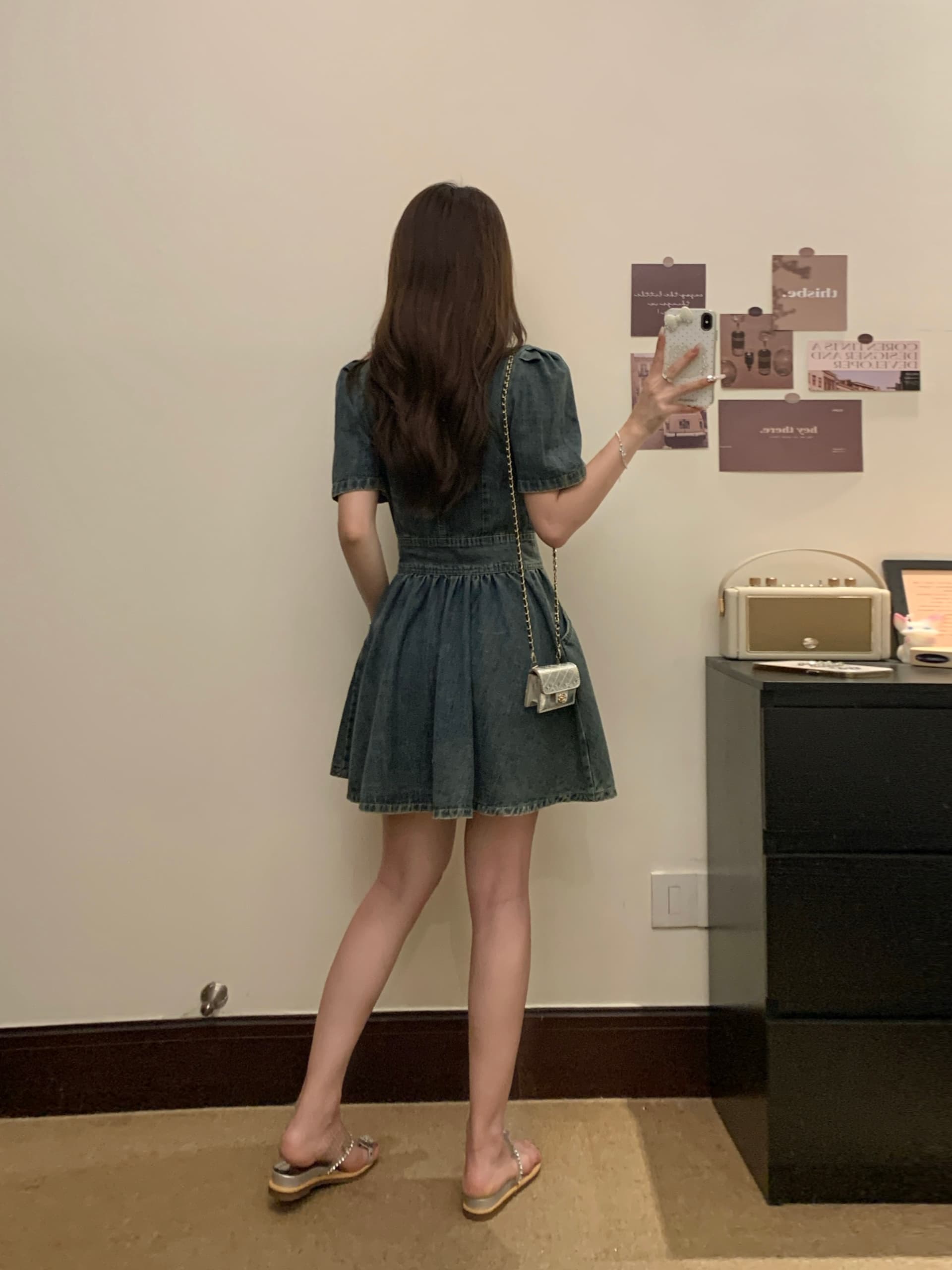 실사 빅 사이즈 여름 새로운 프랑스식 그는 벤 바람 레트로 V넥 몸매 가꾸기 슬림해 보이는 여성 드레스 1897 이미지 4
