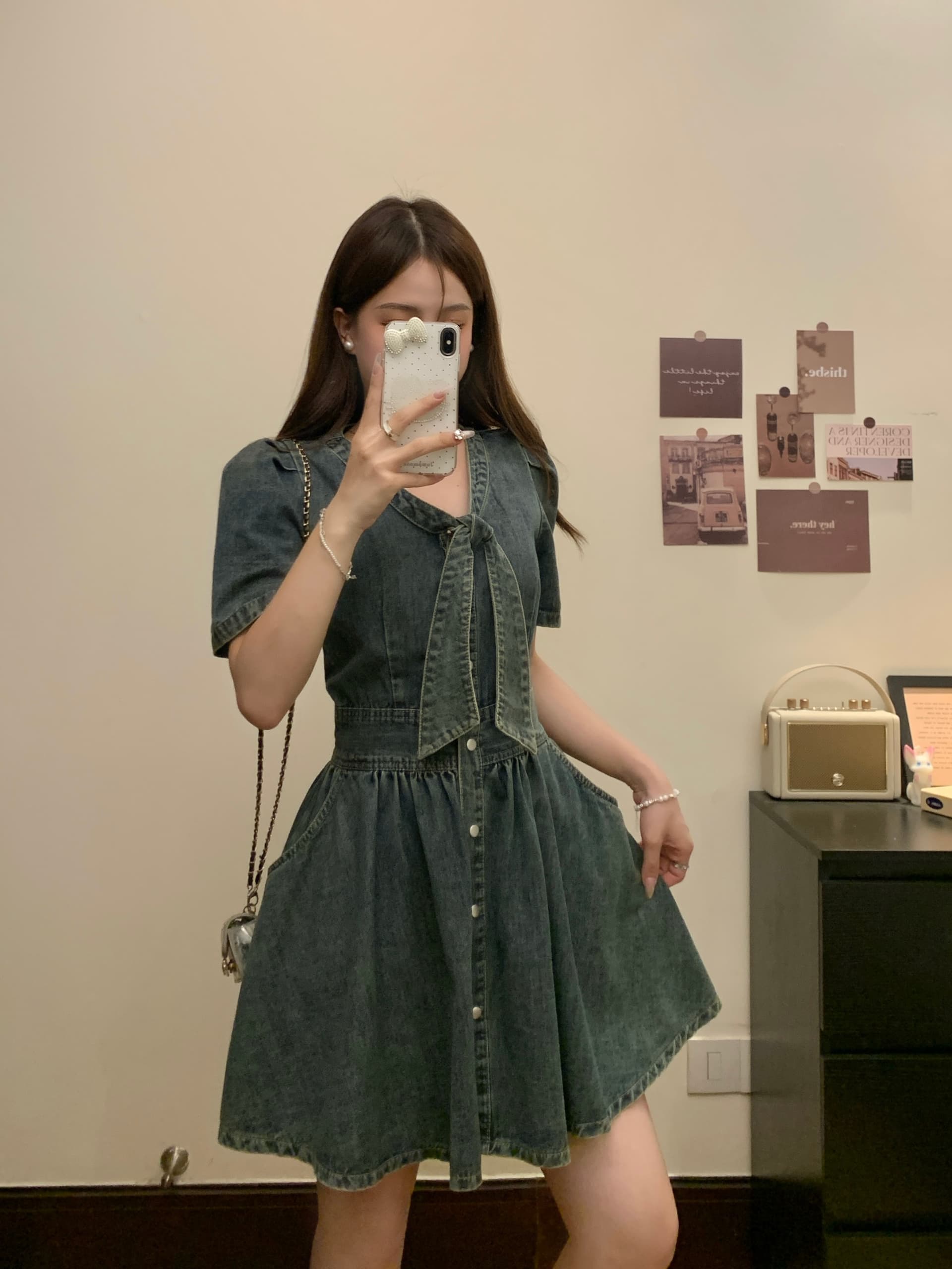 실사 빅 사이즈 여름 새로운 프랑스식 그는 벤 바람 레트로 V넥 몸매 가꾸기 슬림해 보이는 여성 드레스 1897 상세 이미지 9