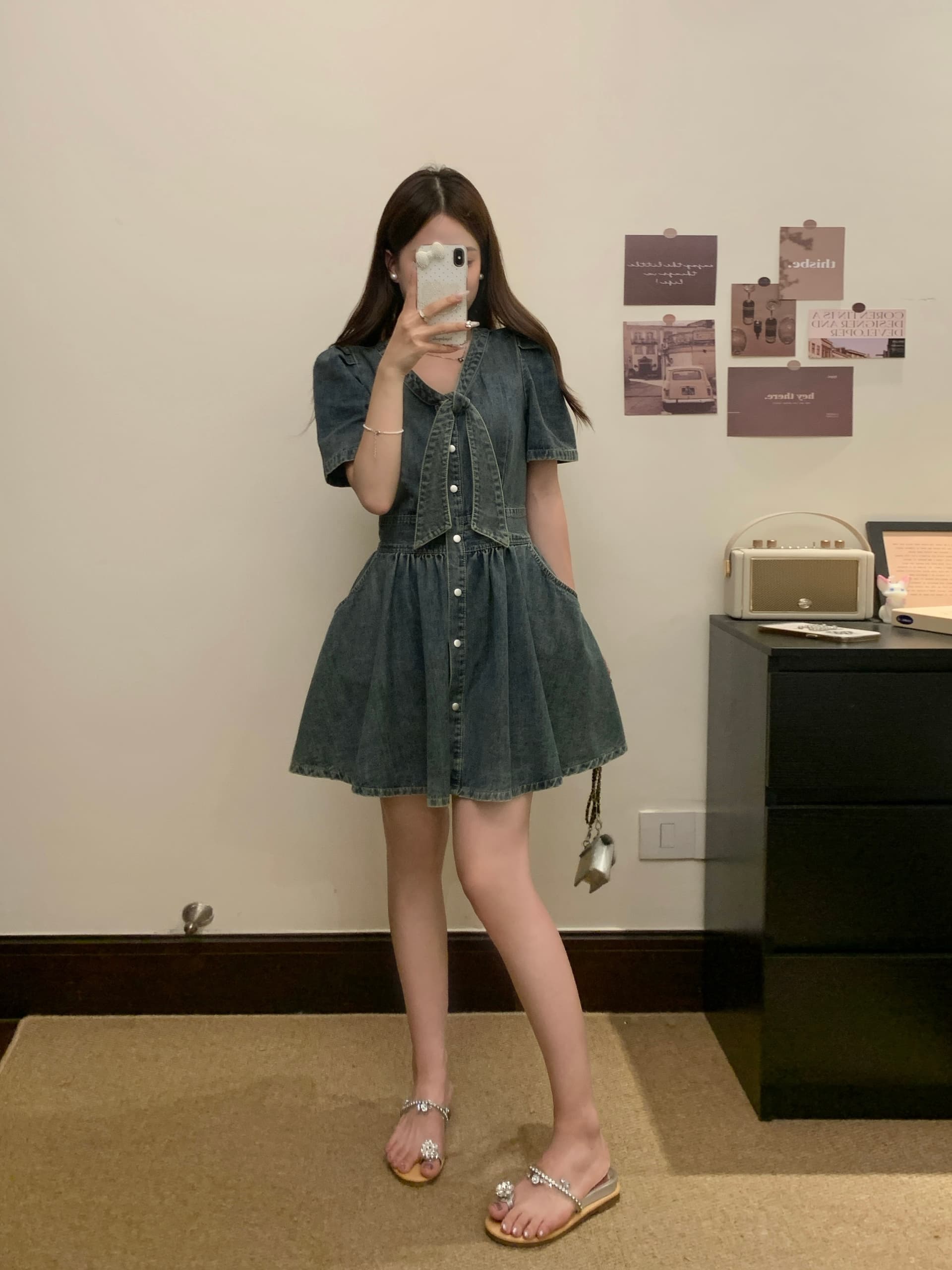 실사 빅 사이즈 여름 새로운 프랑스식 그는 벤 바람 레트로 V넥 몸매 가꾸기 슬림해 보이는 여성 드레스 1897 상세 이미지 12