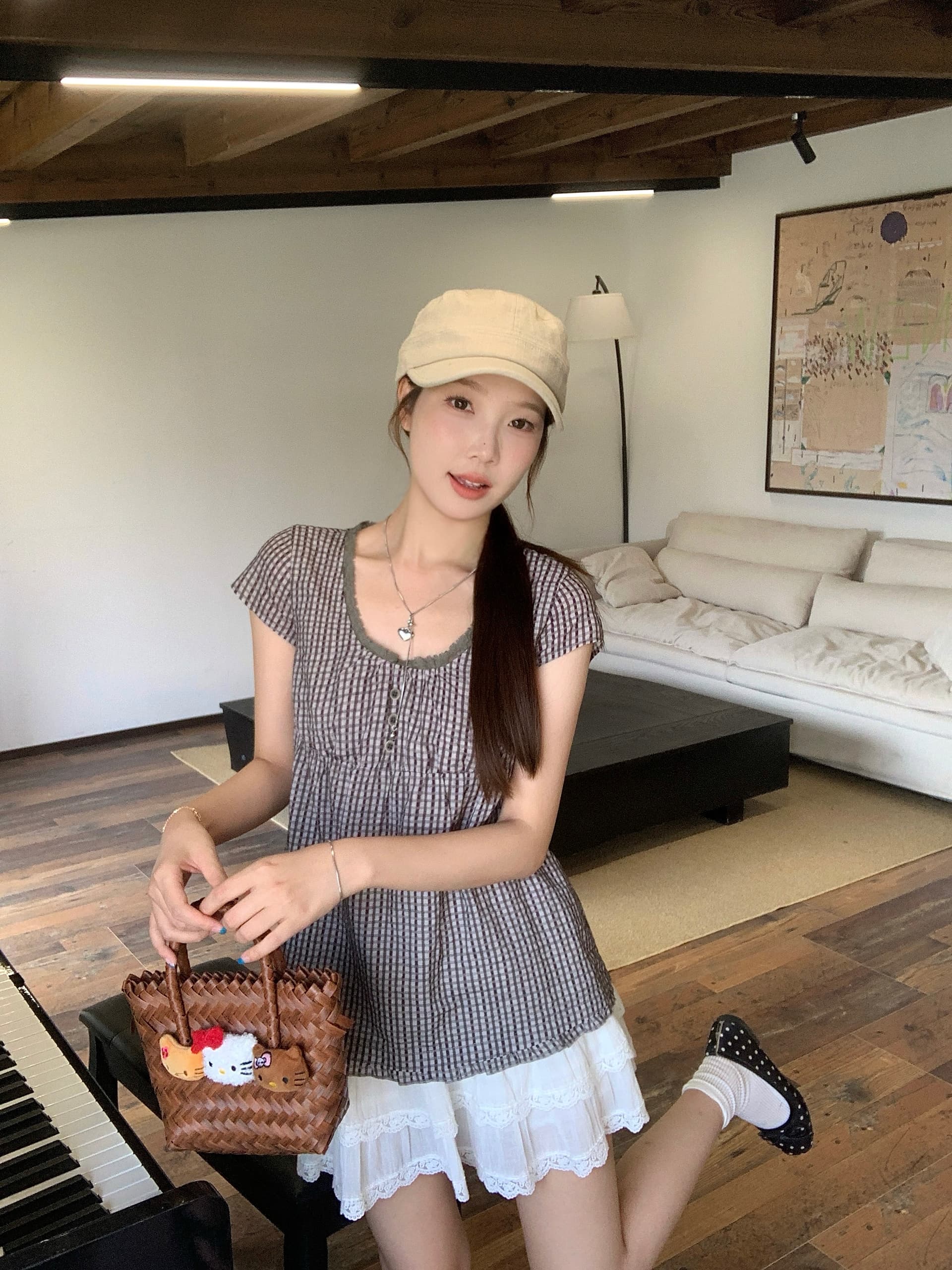 실사 빅 사이즈 오리지널 레이스 조각 라운드 넥 셔츠 소녀 센스 프릴 셔츠 여름 통기성 맨위 8031 상세 이미지 8