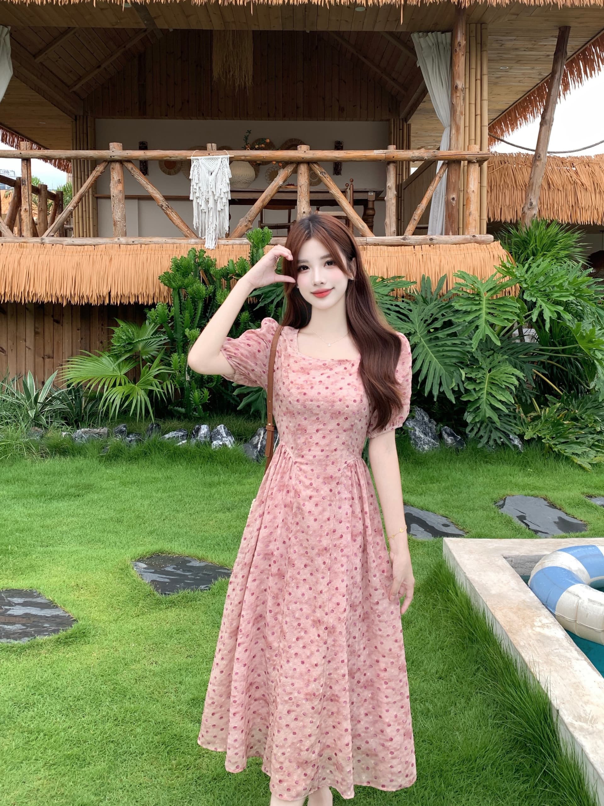 실사 빅 사이즈 드레스 슬림해 보이는 품격 패션 여름 프랑스식 중간 길이 허리 수축 한 마디 도트 무늬 치마 8033 상세 이미지 22