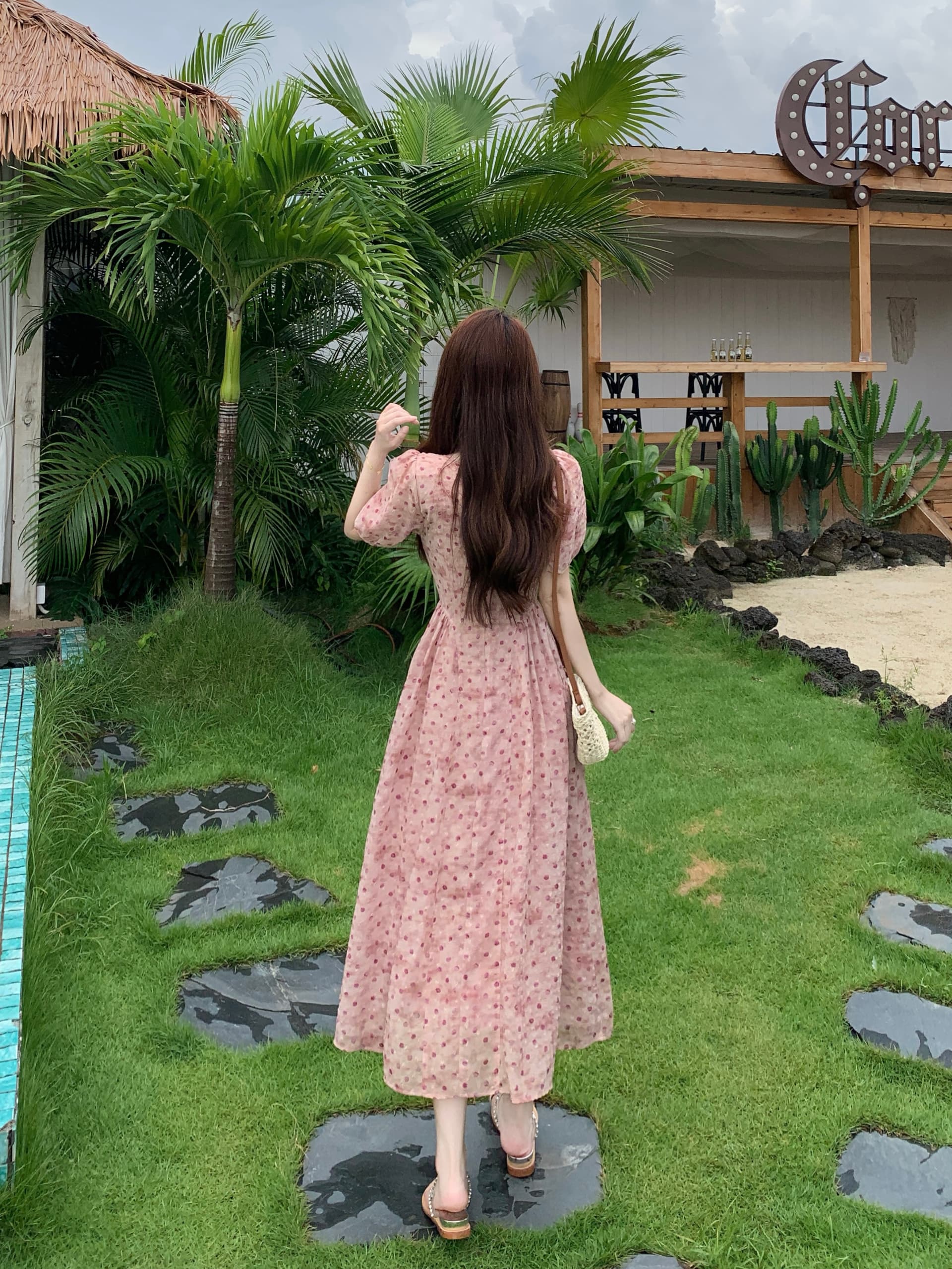 실사 빅 사이즈 드레스 슬림해 보이는 품격 패션 여름 프랑스식 중간 길이 허리 수축 한 마디 도트 무늬 치마 8033 상세 이미지 23