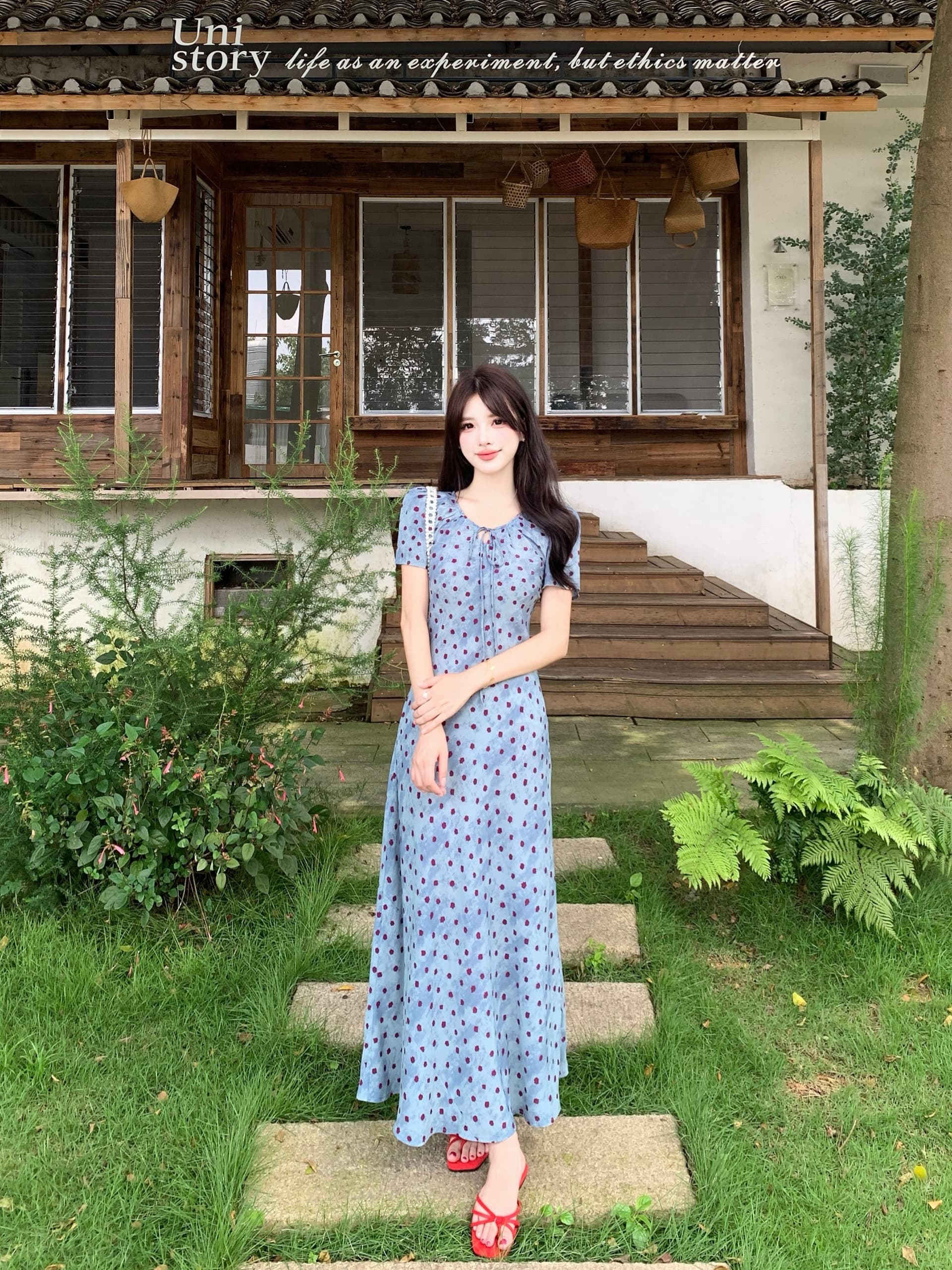실사 빅 사이즈 여름 새로운 프랑스식 도트 무늬 레트로 품격 허리 수축 슬림해 보이는 반팔 여성 드레스 8036 상세 이미지 14
