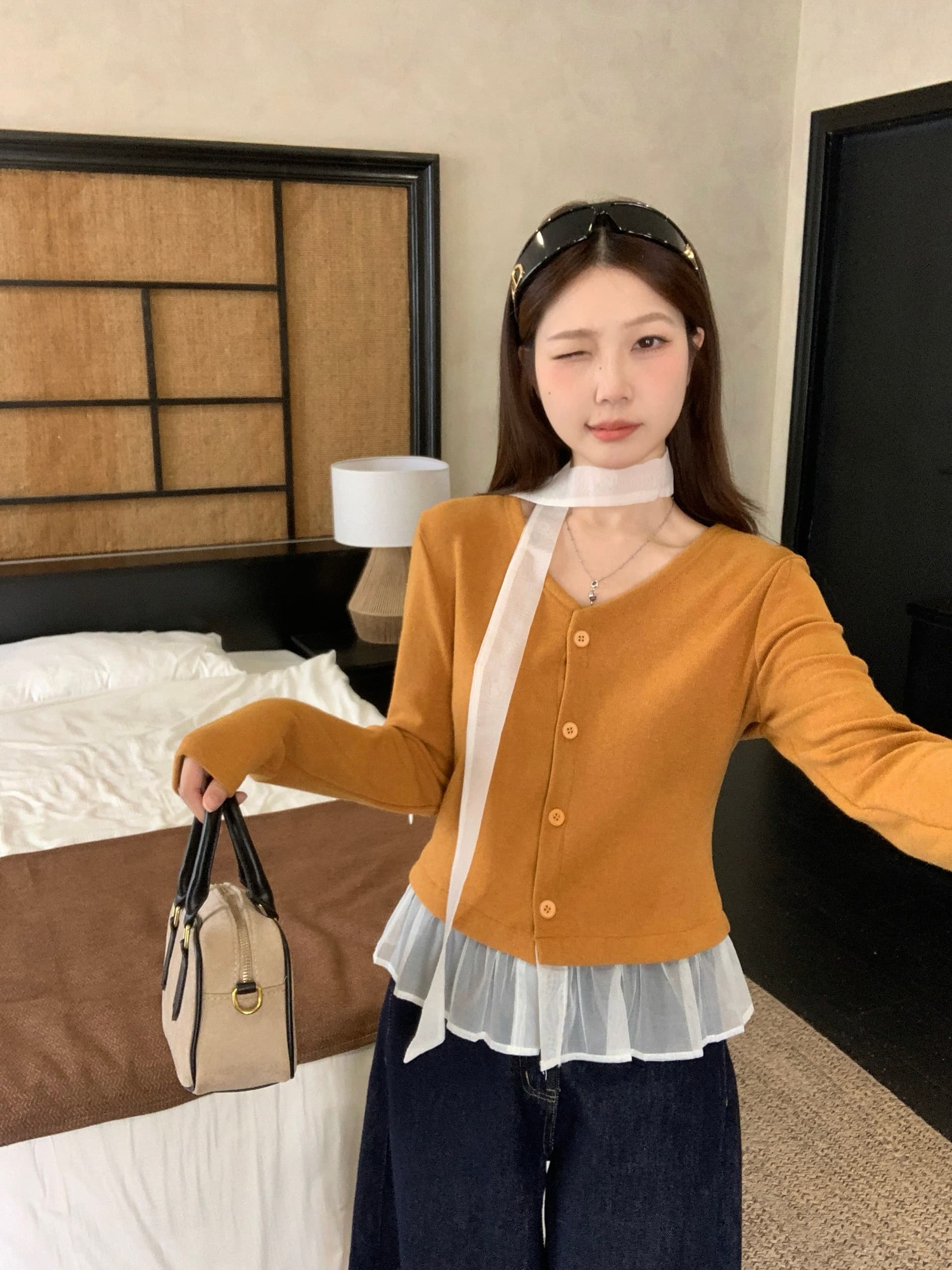 실사 빅 사이즈 한국 스타일 패치워크 치마 니트 스웨터 여성 오픈 가디건 부드러운 바람 품격 가을 몸매 가꾸기 맨위 6088 상세 이미지 7