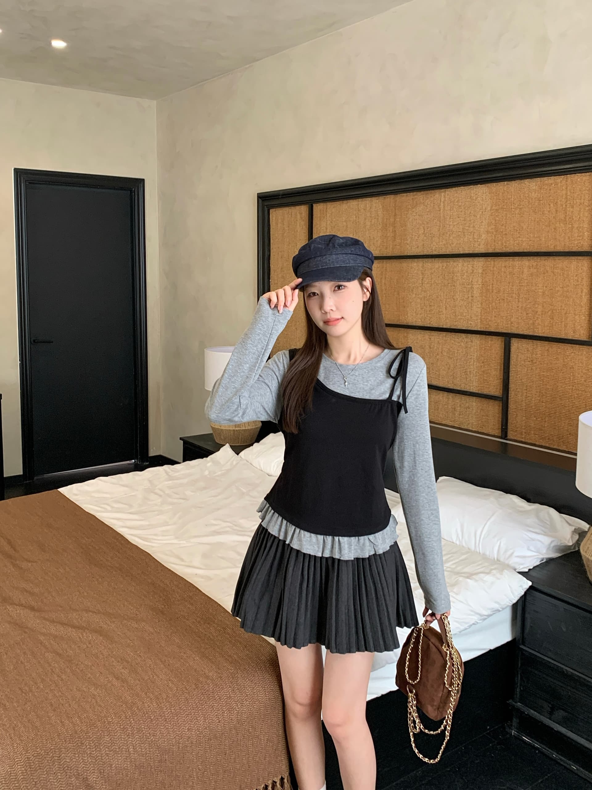 실사 빅 사이즈 디자인 센스 불규칙 페이크 레이어드 긴팔 티셔츠 여성 가을 겨울 작은 대중 연령 감소 맨위 6071 상세 이미지 8