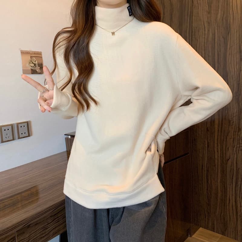 실사 빅 사이즈 반하이넥 레이블 디자인 센스 인사이드 가져 가라. 슬림해 보이는 긴팔 티셔츠 맨위 가을 후드티 1388 상세 이미지 15