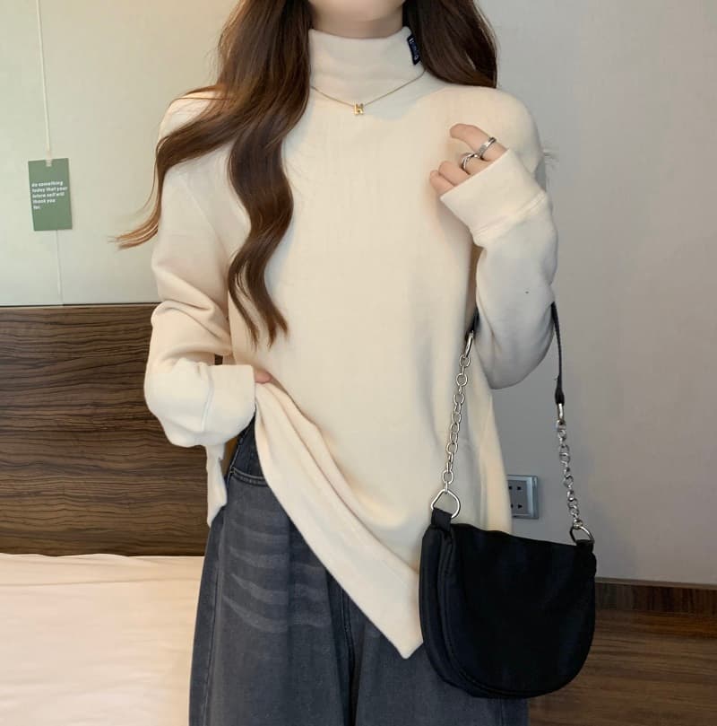 실사 빅 사이즈 반하이넥 레이블 디자인 센스 인사이드 가져 가라. 슬림해 보이는 긴팔 티셔츠 맨위 가을 후드티 1388 상세 이미지 17