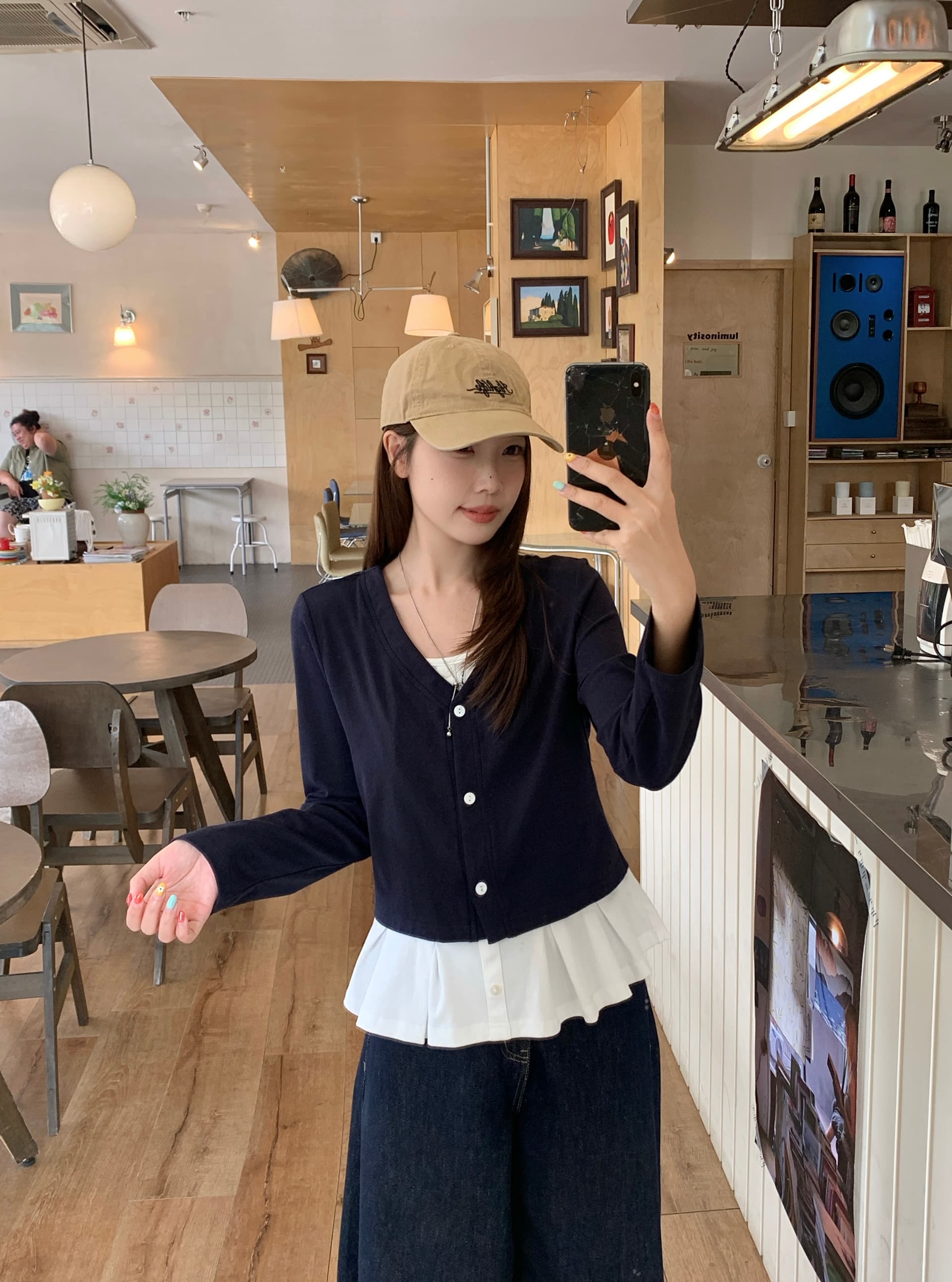 실사 빅 사이즈 페이크 레이어드 니트 스웨터 여성 코트 새로운 이른 가을 한국 스타일 부드러운 바람 맨위 오픈 가디건 8076 상세 이미지 6