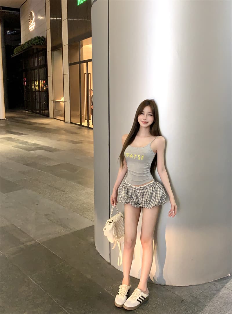 실사 정가 태국 사람 스타일 핫걸 섹시함 다용도 알파벳 슬립 여름 새로운 외출용 작은 조끼 포함 가슴 패드 상세 이미지 22