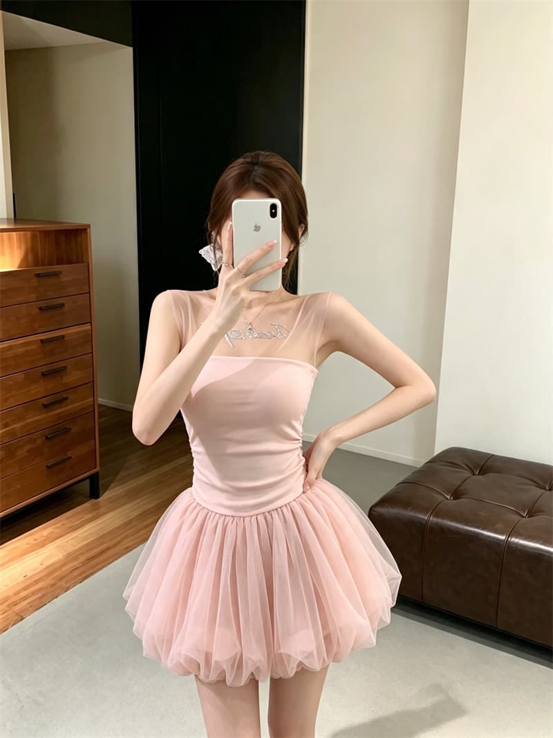 실사 정가 여름 순수한 욕망 디자인 센스 망사 알파벳 핫픽스 몸매 가꾸기 핫걸 바람 캐미솔 벨트 가슴 패드 상세 이미지 18