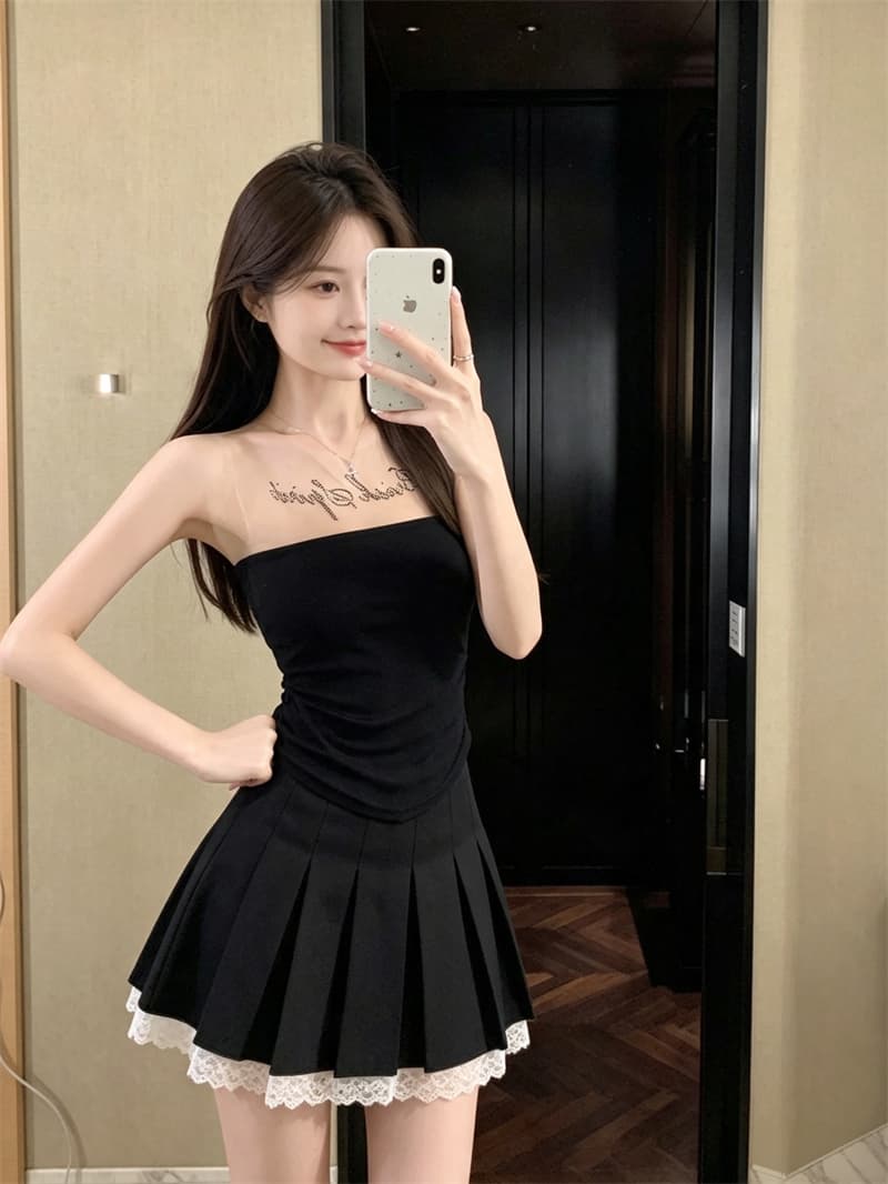 실사 정가 여름 순수한 욕망 디자인 센스 망사 알파벳 핫픽스 몸매 가꾸기 핫걸 바람 캐미솔 벨트 가슴 패드 상세 이미지 22