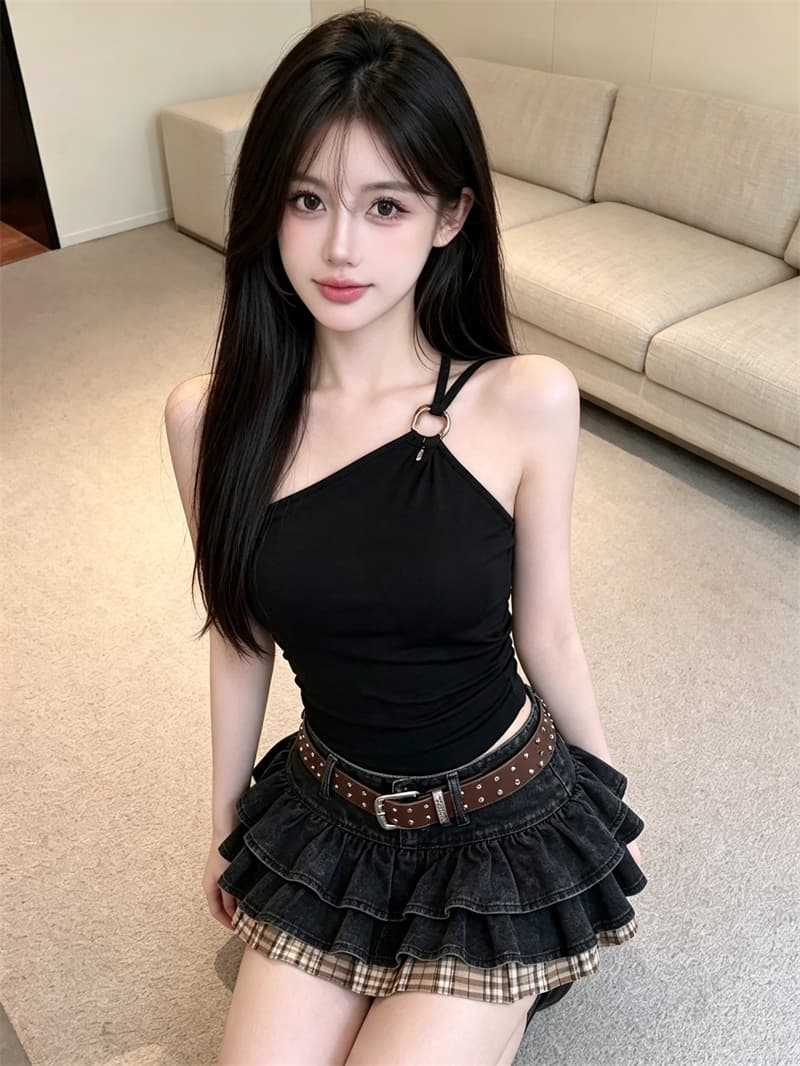 실사 정가 여름 비스듬한 어깨 캐미솔 순수한 욕망 숄더백 맨위 디자인 센스 슬림해 보이는 외출용 아름다움 뒤로 상세 이미지 5
