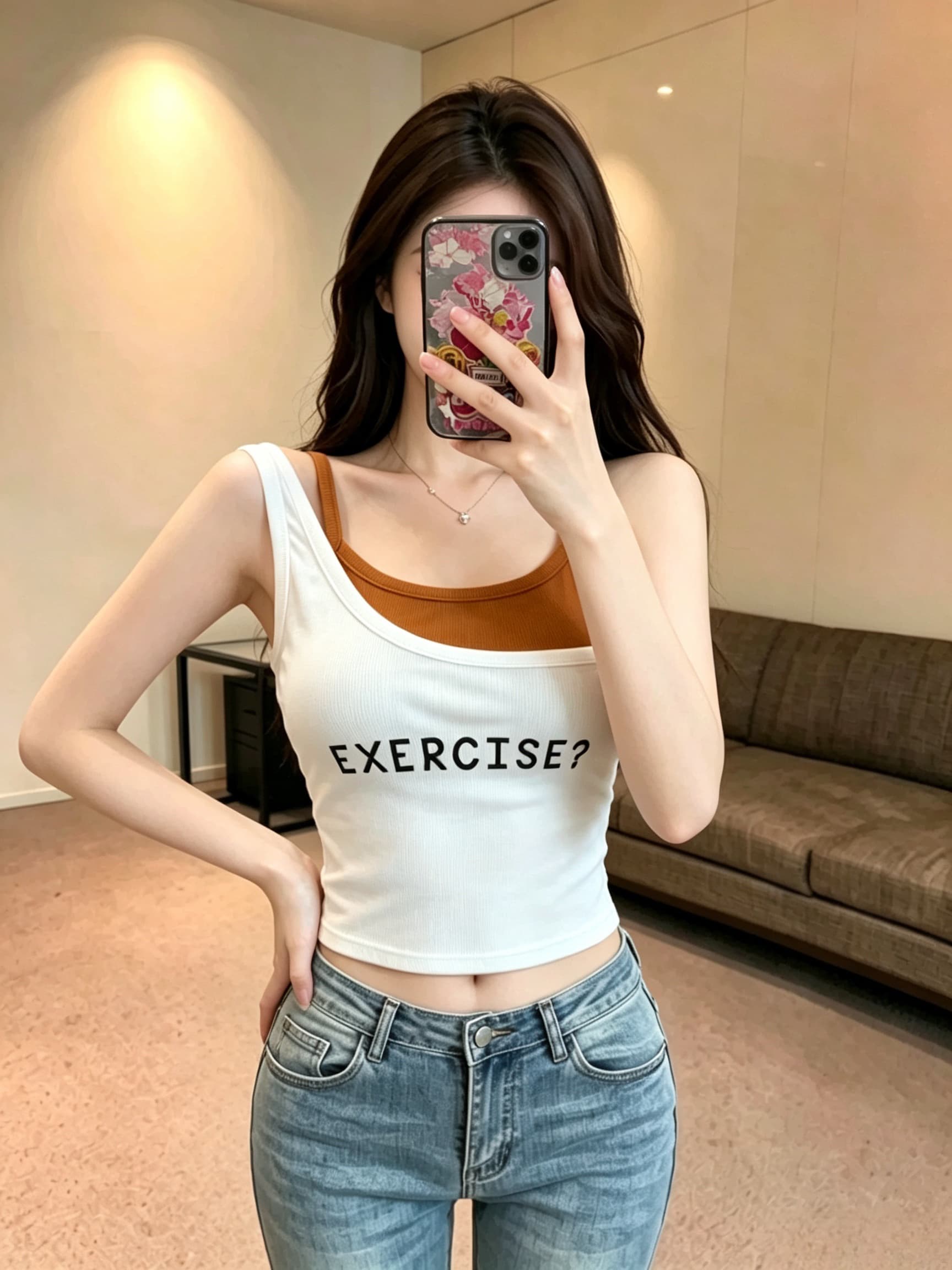 실사 정가 아메리칸 연인 핫걸 캐미솔 페이크 레이어드 싸움 리본 가슴 패드 디자인 센스 여름 상세 이미지 15