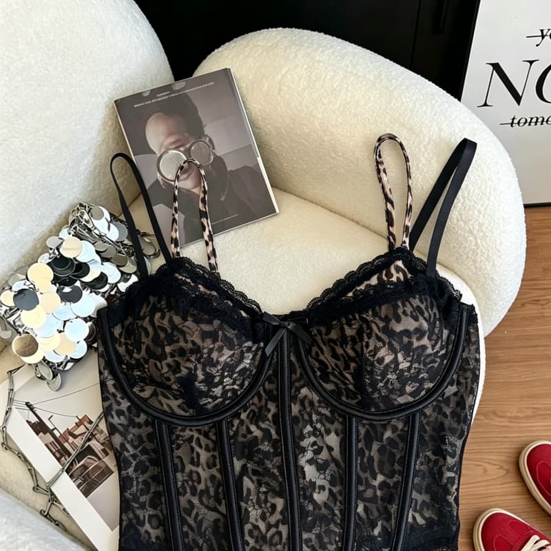 실사 정가 아메리칸 핫걸 섹시함 레오파드 무늬 슬립 페이크 레이어드 생선뼈 몸매 가꾸기 단추 조끼 여성 벨트 가슴 패드 상세 이미지 2