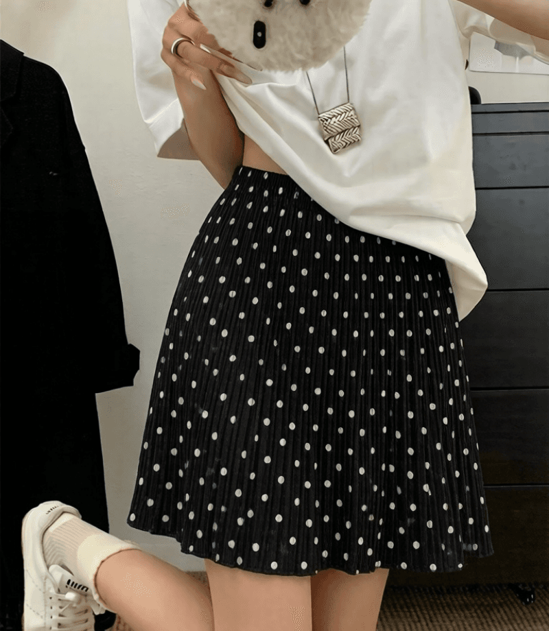 실사 정가 2026 여름 새로운 레트로 주름 트임 중 롱 스커트 여성 다용도 하이웨이스트 슬림해 보이는 한 마디 미니 스커트 상세 이미지 1