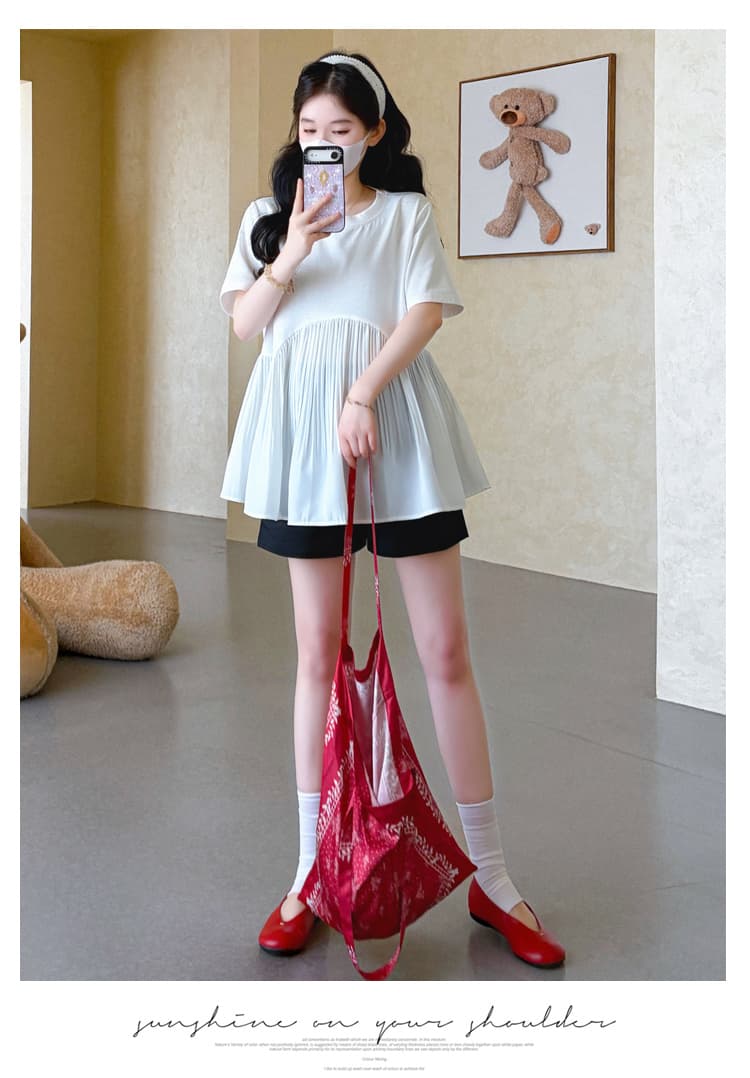 실사 대 물품 새로운 여름 압력 접기 패치워크 디자인 출산 착용 복부 지지 바지 상세 이미지 23