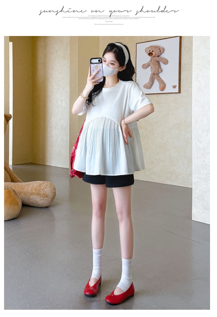 실사 대 물품 새로운 여름 압력 접기 패치워크 디자인 출산 착용 복부 지지 바지 상세 이미지 31