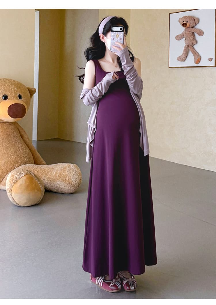 실사 대 물품 여름 새로운 포도 보라색 조끼 스커트 자외선 차단 오픈 가디건 상세 이미지 18