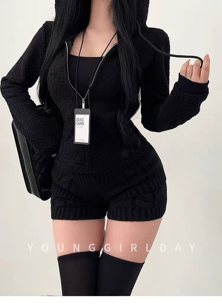 한국 동대문 가을 겨울 새로운 아메리칸 레트로 니트 털실 반바지 여성 몸매 가꾸기 슬림해 보이는 캐주얼 반바지 외출용 상세 이미지 16