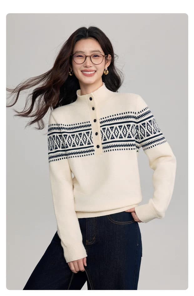 한 부서 느긋한 바람 배색 다용도 긴팔 니트 스웨터 가을 겨울철 고급 센스 착용 가져 가라. 부드러운 찹쌀 연령 감소 스웨터 상세 이미지 2